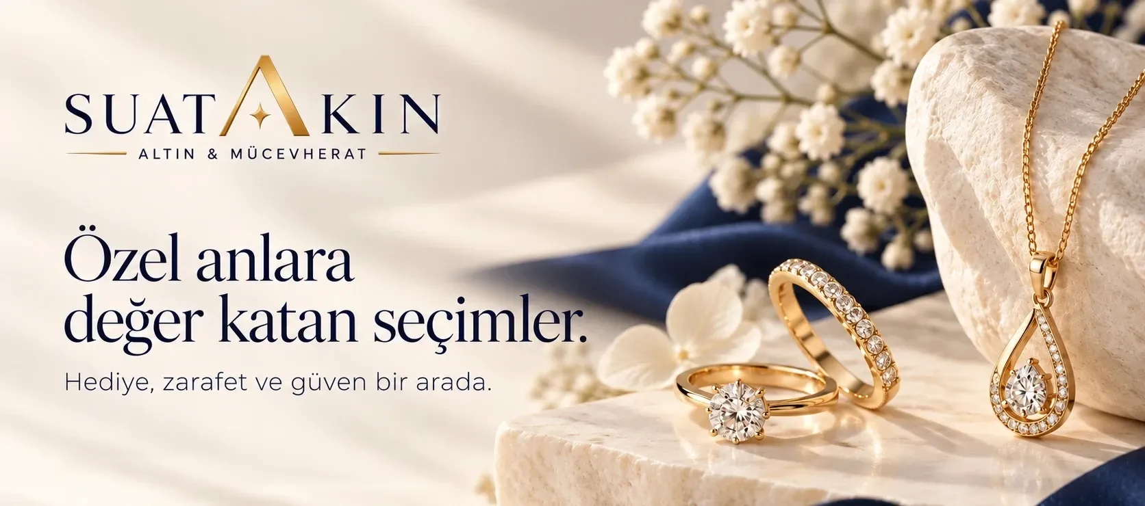 Özel anlara değer katan seçimler. Tek taşlı ve taşlı altın yüzükler ile damla formlu kolye. Hediye seçkilerine göz atın.